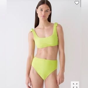 NWT 2X J Crew Tie Shoulder Scoop Neck Bikini Top in Lemon Sorbet